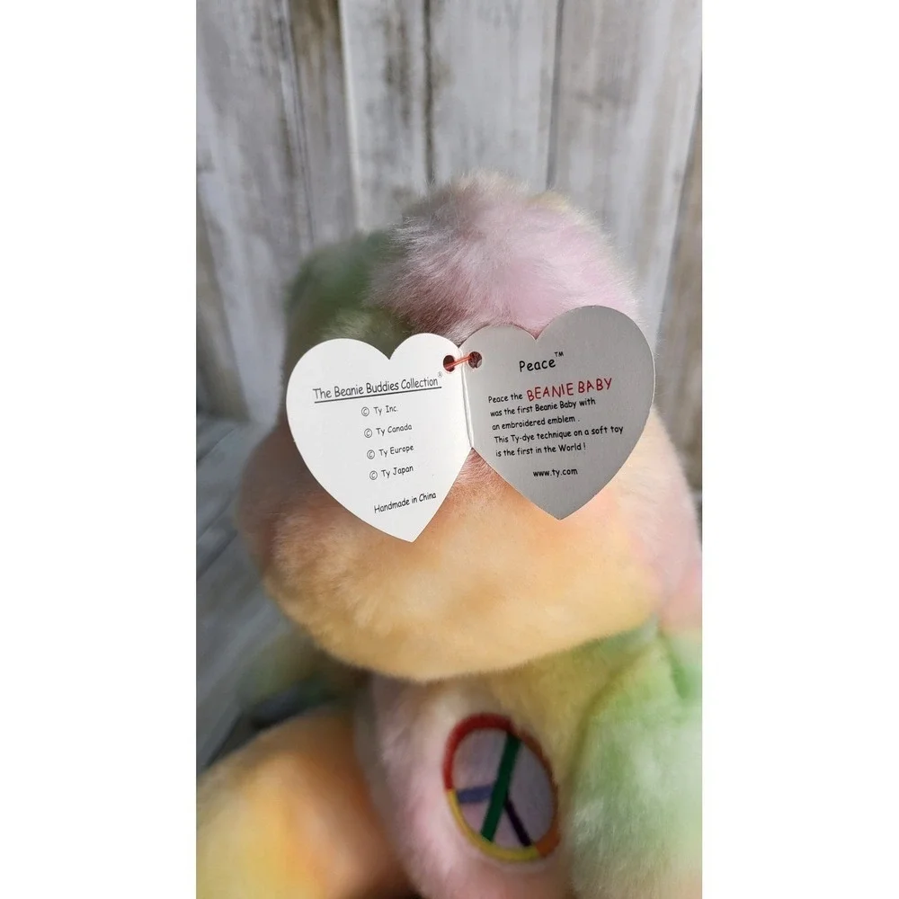 Ty Beanie Buddies Plush Bear Lot Peace Tie-Dye Halo Angel 1999 Holiday Teddy 3pc